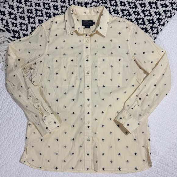 PENDLETON 100% Cotton Cream Meridian Cross Button Up Long Sleeve Shirt Sz. Small - Picture 1 of 7